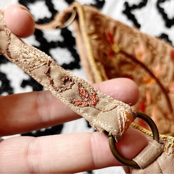 Y2k Express Fashion Embroidered Tan Shoulder Bag boho mini purse - Picture 6 of 10